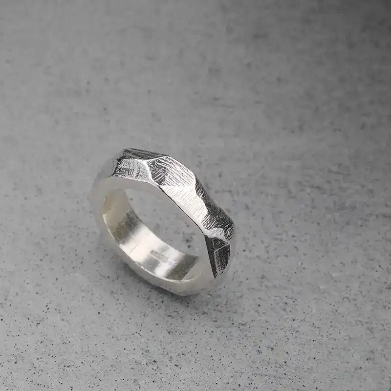 Unisex Organic Faceted Ring