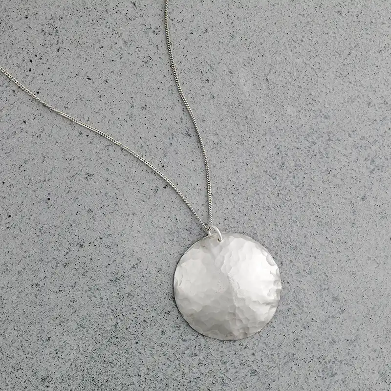 Hammered Dome Disc Pendant