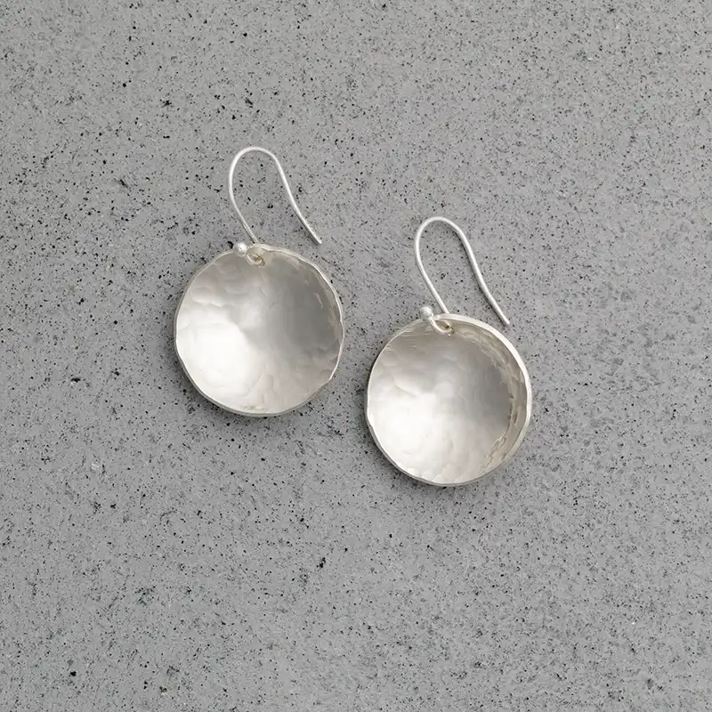 Concave Disc Dangle Earrings